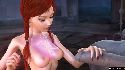 Massive cumshot on an elf breast in 3D nude sex game